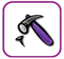 Purple-handled hammer and nail icon