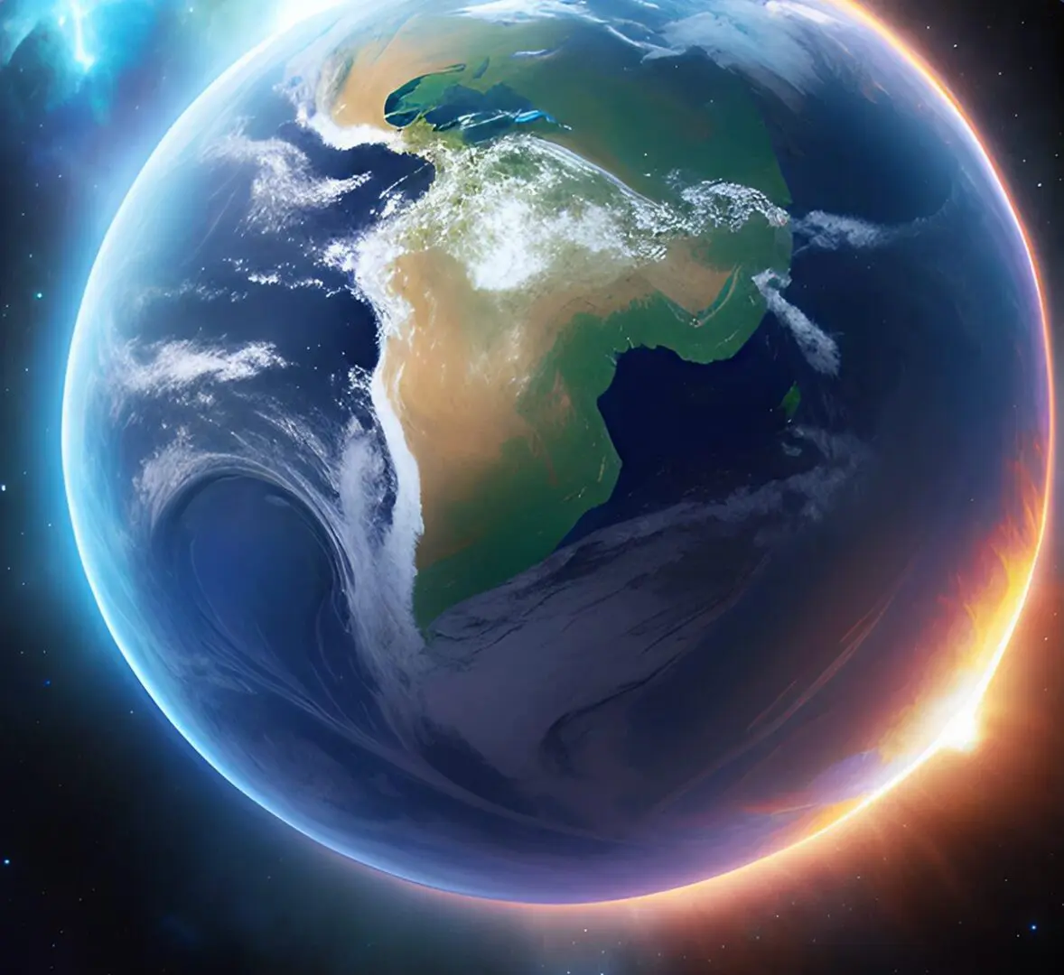 Earth from space with glowing horizon