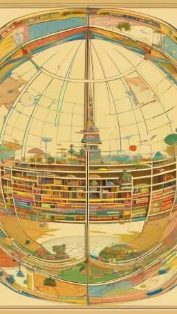 Fisheye view of circular library shelves