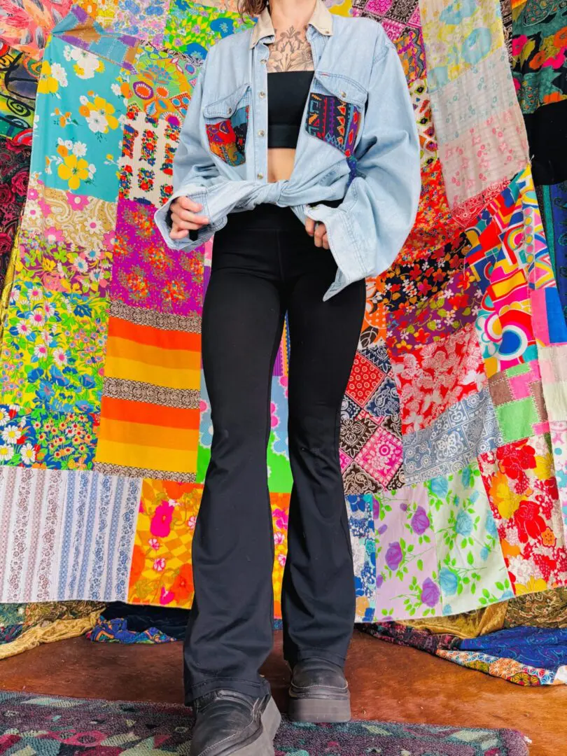 OOAK Patchwork Denim Shirt - L