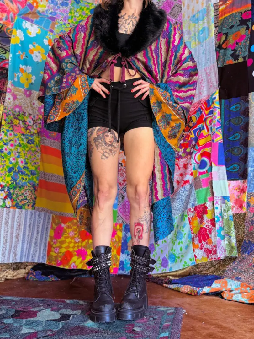 OOAK Bold Layered Floof Cape - OSFM