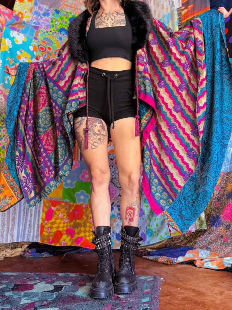 OOAK Bold Layered Floof Cape - OSFM