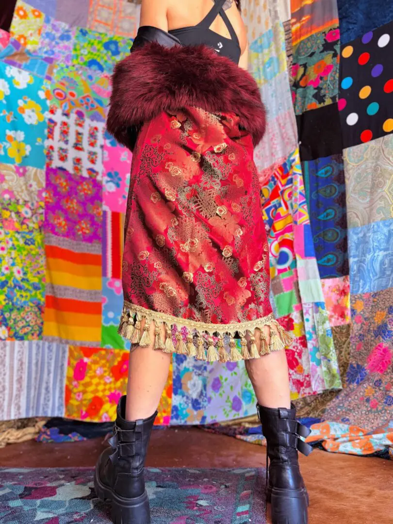OOAK Silky Brocade Fringe Floof Coat -