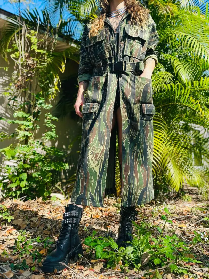 OOAK Cargo Camo Trench Coat - M