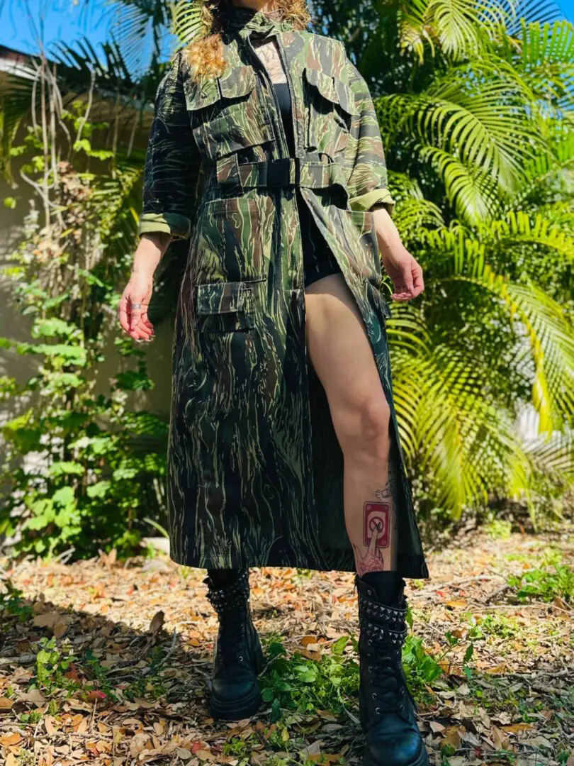 OOAK Cargo Camo Trench Coat - M