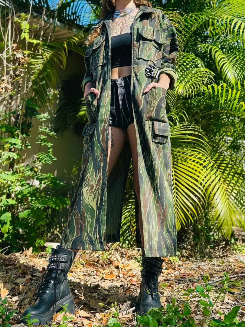 OOAK Cargo Camo Trench Coat - M