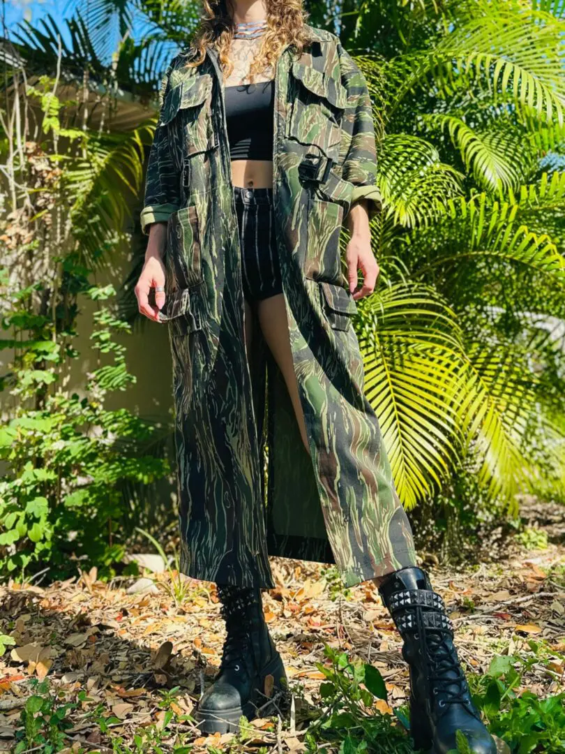 OOAK Cargo Camo Trench Coat - M