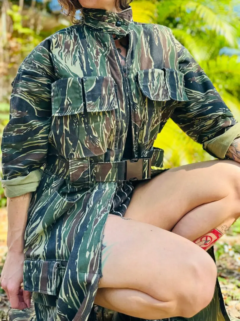 OOAK Cargo Camo Trench Coat - M