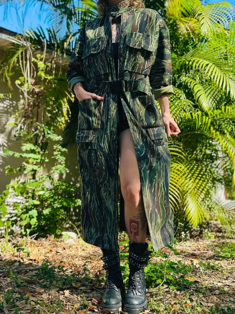 OOAK Cargo Camo Trench Coat - M