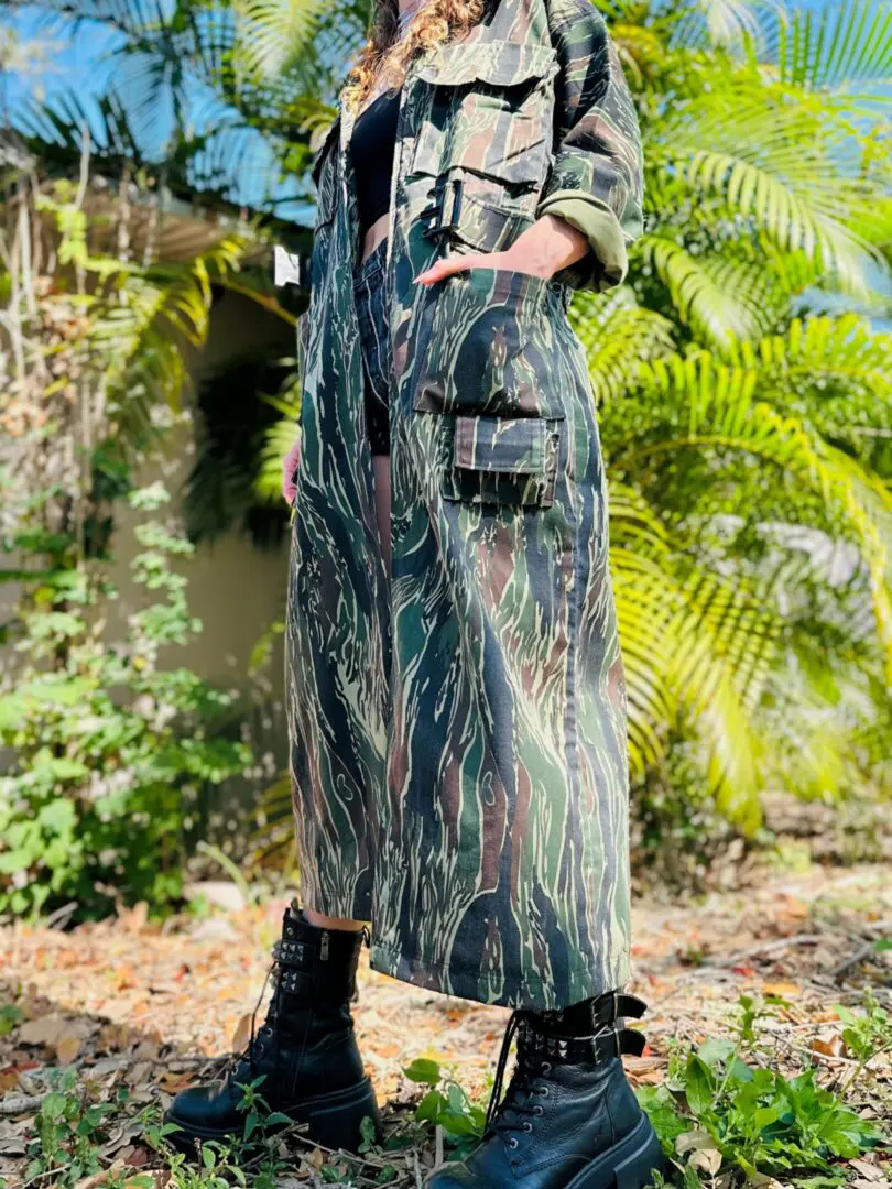 OOAK Cargo Camo Trench Coat - M