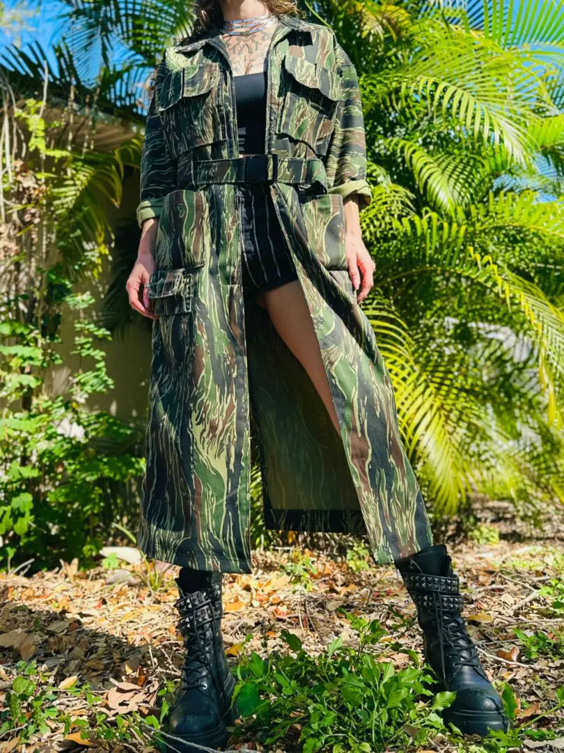 OOAK Cargo Camo Trench Coat - M