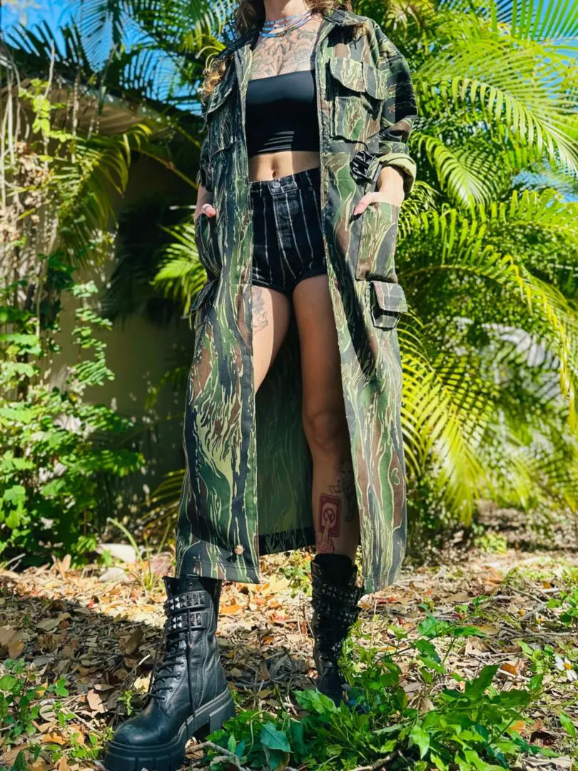 OOAK Cargo Camo Trench Coat - M
