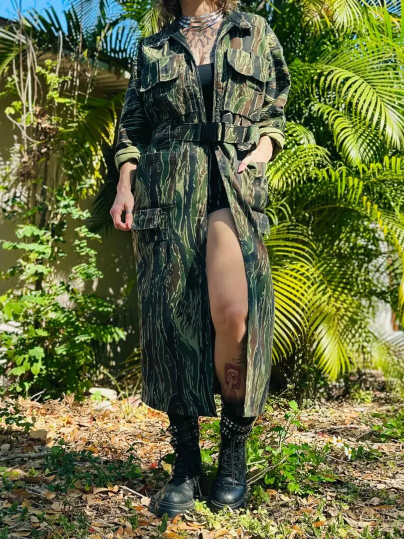 OOAK Cargo Camo Trench Coat - M