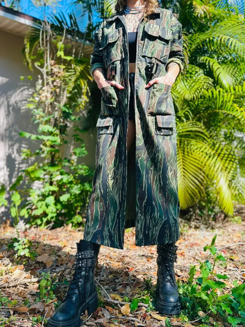 OOAK Cargo Camo Trench Coat - M