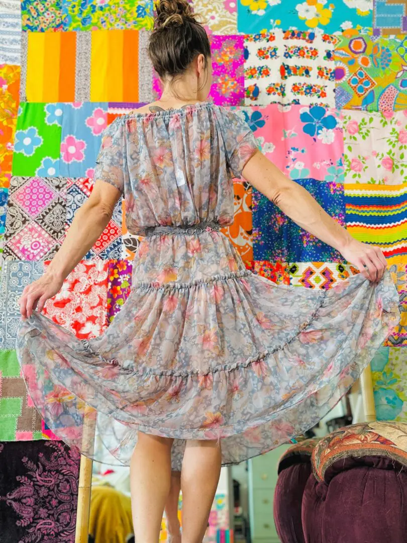 70s Sheer Floral Prairie Dress - XS/S/M