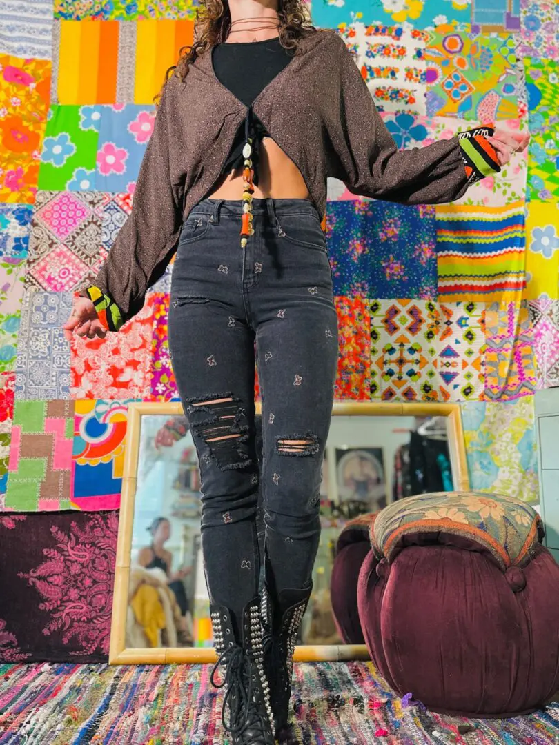 90s Reversible Abstract Cropped Jacket - M/L/XL