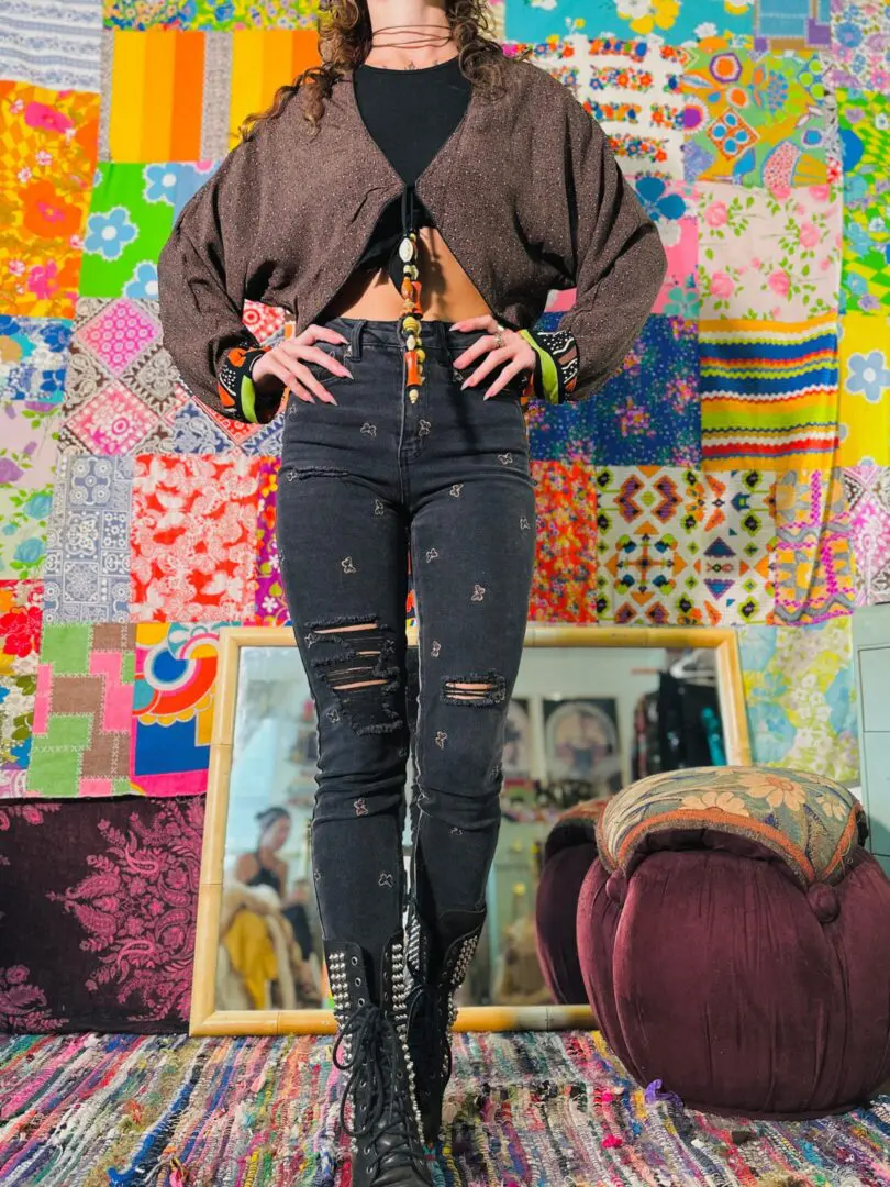 90s Reversible Abstract Cropped Jacket - M/L/XL