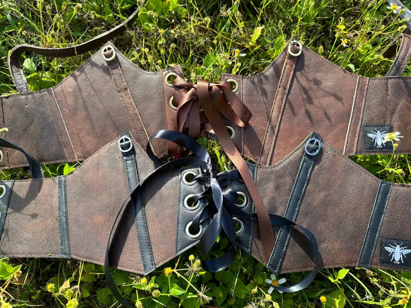 OOAK Contrasting Ethical Leather Corset Bustier - OS