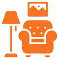 Cozy chair and lamp illustration