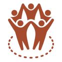 Abstract figures forming a group circle